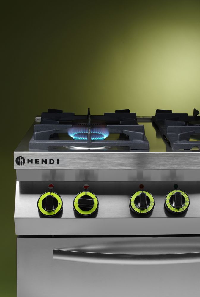 Plinski štednjak s 4 plamenika s konvekcijskom pećnicom GN 1/1, HENDI, Kitchen Line, 230V/3000W, 19kW, 800x722x(H)900mm - Slika 2