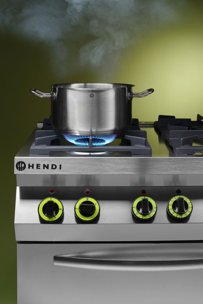 Plinski štednjak s 4 plamenika s konvekcijskom pećnicom GN 1/1, HENDI, Kitchen Line, 230V/3000W, 19kW, 800x722x(H)900mm - Slika 3