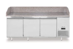 Rashladni stol za pizzu s granitnom radnom pločom, 3 vrata, Arktic, 375L, Granit, 230V/400W, 2010x800x(H)875mm