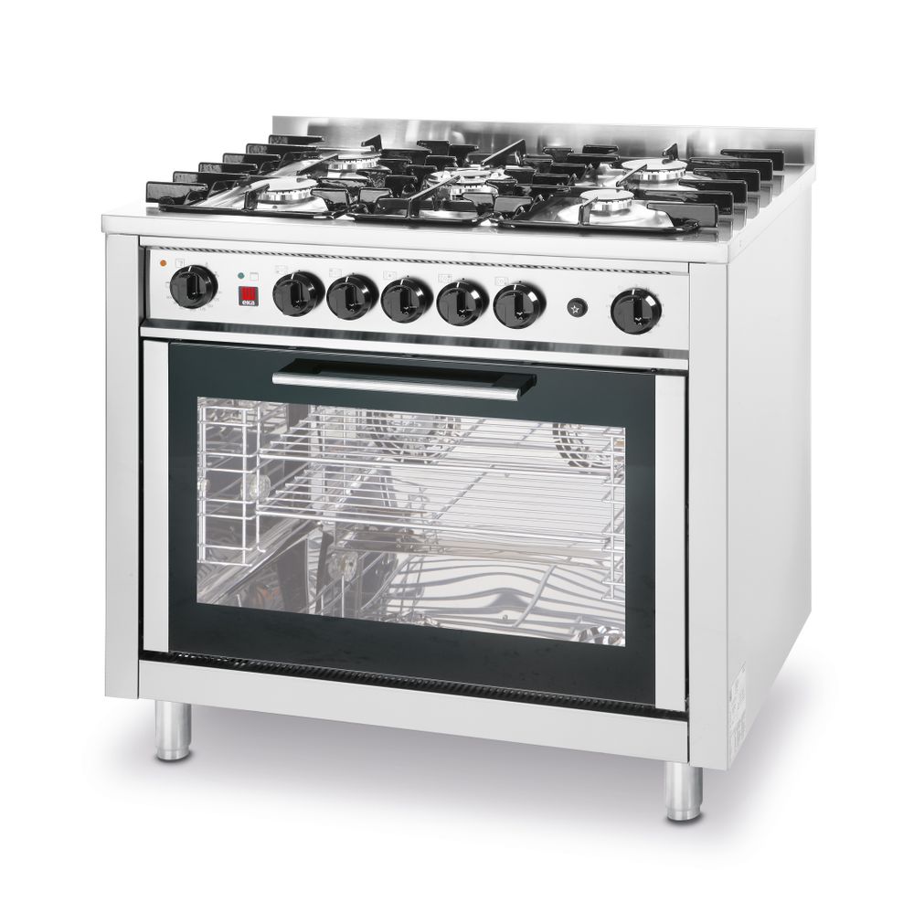 Plinski štednjak - 5 plamenika s električnom pećnicom, HENDI, Kitchen Line, Srebrna, 230V/2900W, 14,3kW, 900x653x(H)900mm
