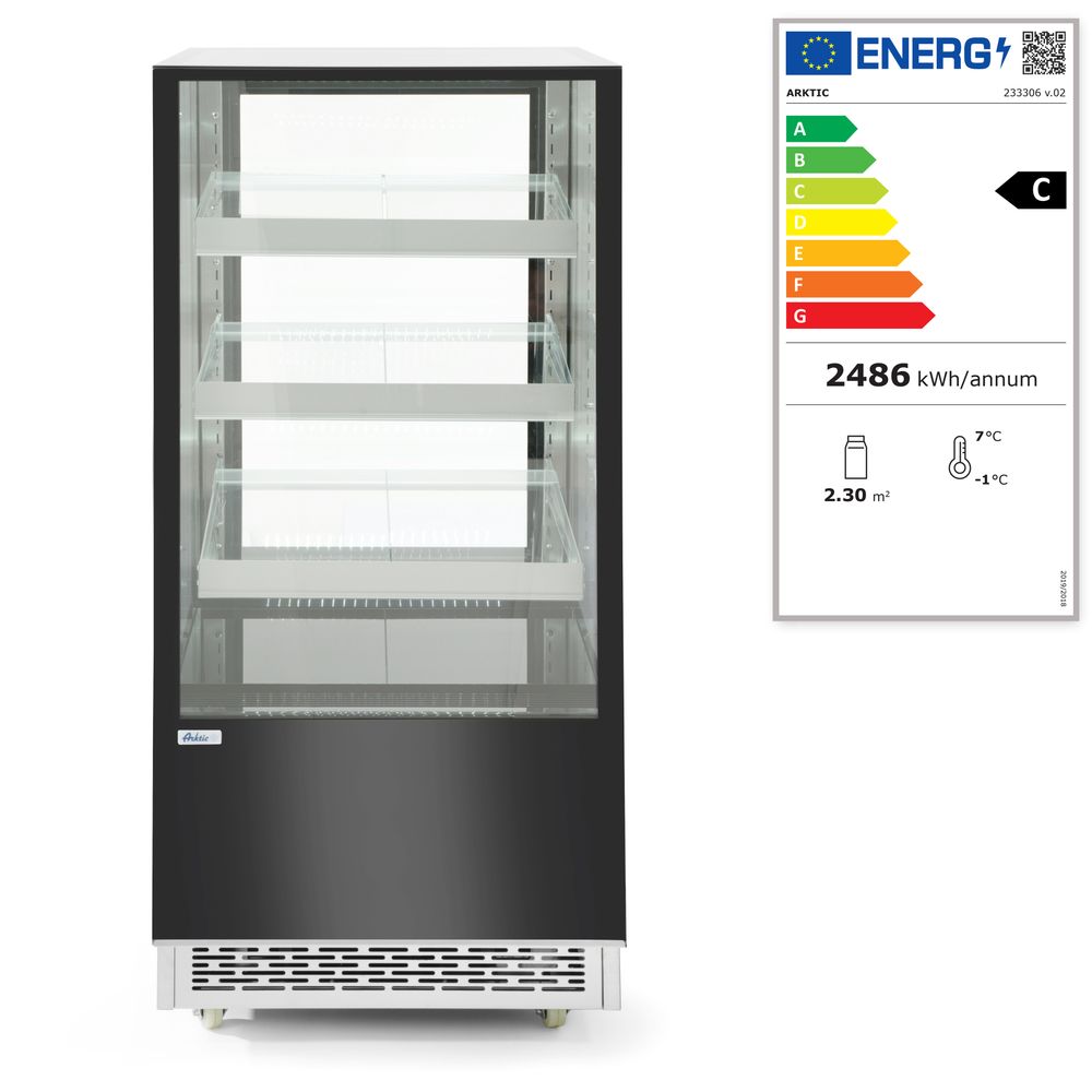 Hlađena vitrina za izlaganje s 3 police s nagibom, Arktic, 300L, 230V/480W, 650x833x(H)1460mm - Slika 2
