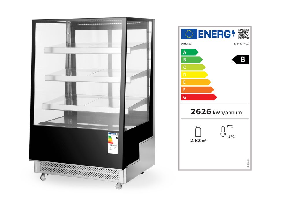 Hlađena vitrina za izlaganje s 3 police s nagibom, Arktic, 300L, 230V/480W, 650x833x(H)1460mm - Slika 3
