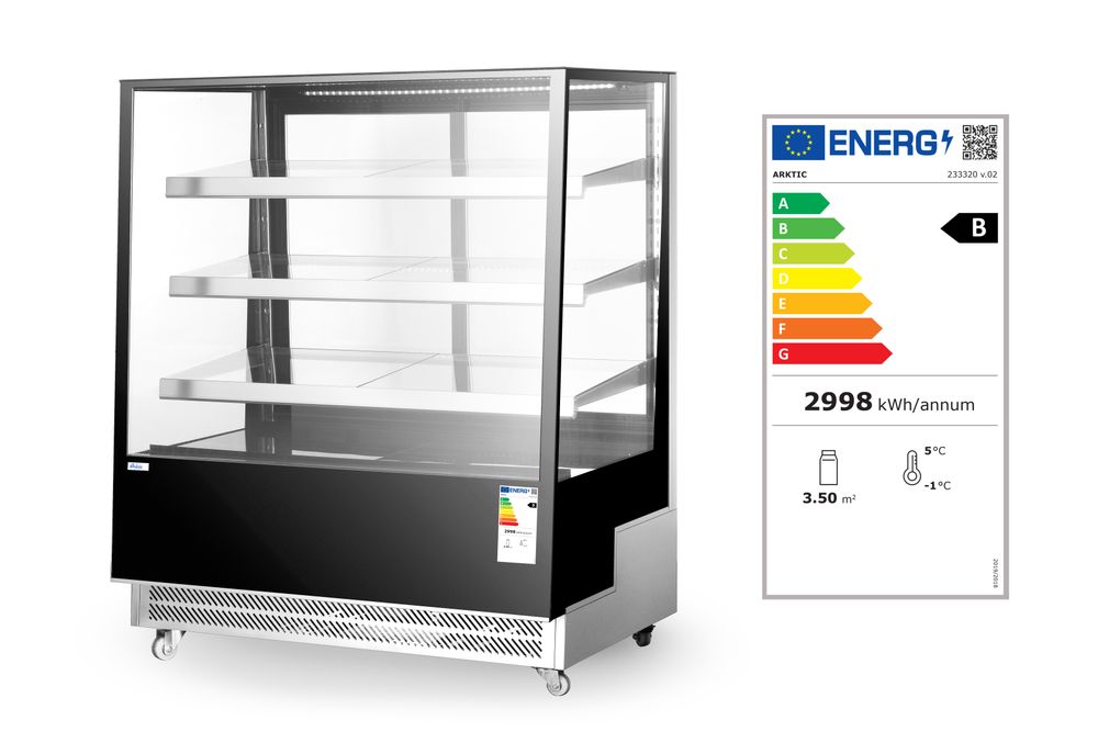 Hlađena vitrina za izlaganje s 3 police s nagibom, Arktic, 300L, 230V/480W, 650x833x(H)1460mm - Slika 4
