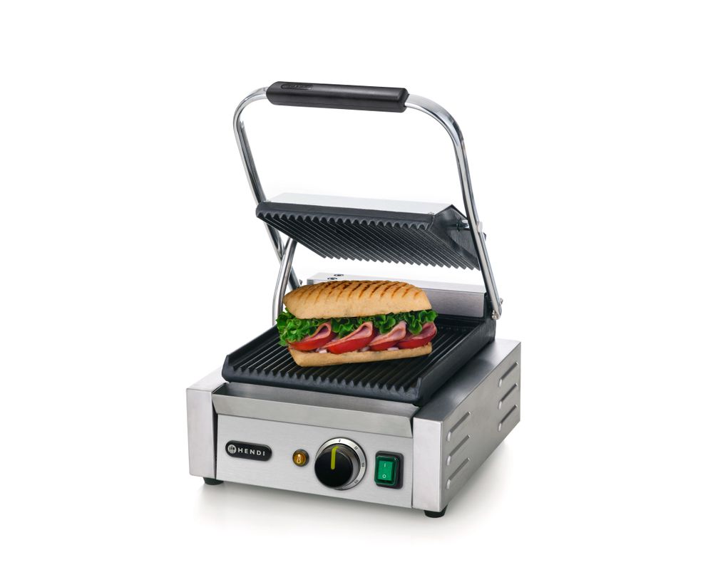 Kontaktni roštilj - jednostruki, HENDI, Rebrasti vrh i dno, 230V/1800W, 310x375x(H)216mm - Slika 2