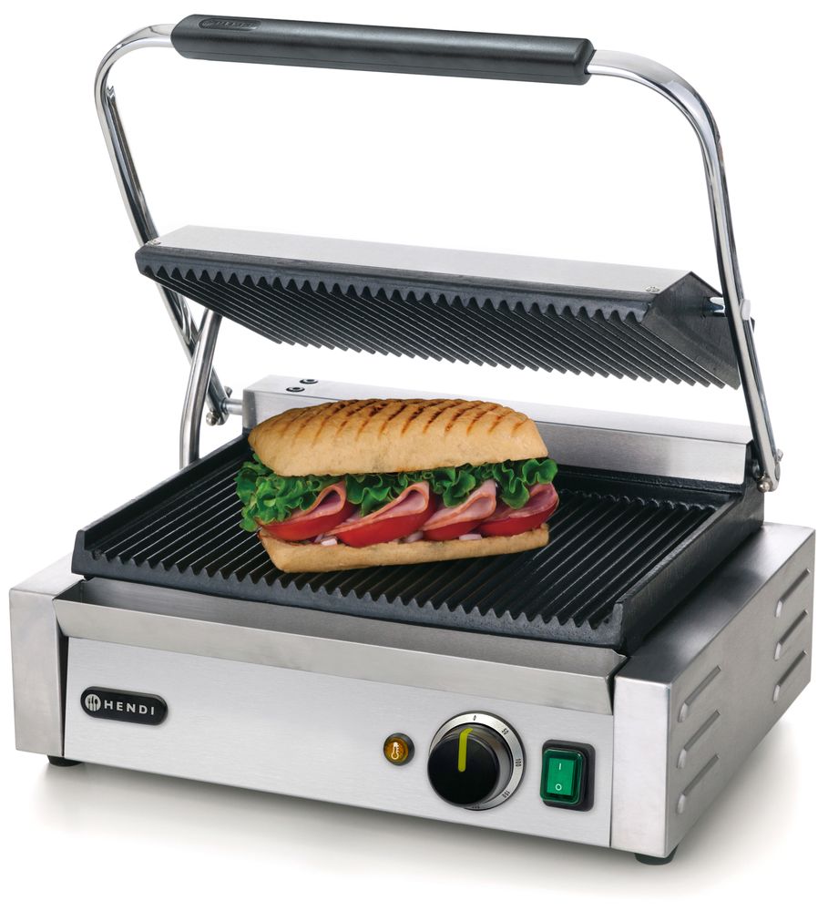 Kontaktni roštilj Panini, HENDI, Rebrasti vrh i dno, 230V/2200W, 430x375x(H)216mm - Slika 3