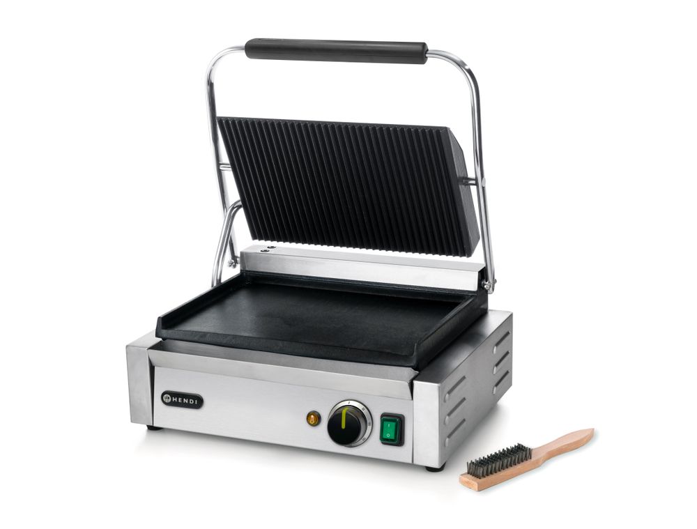 Kontaktni roštilj Panini, HENDI, Rebrasti vrh i glatko dno, 230V/2200W, 430x375x(H)216mm - Slika 2