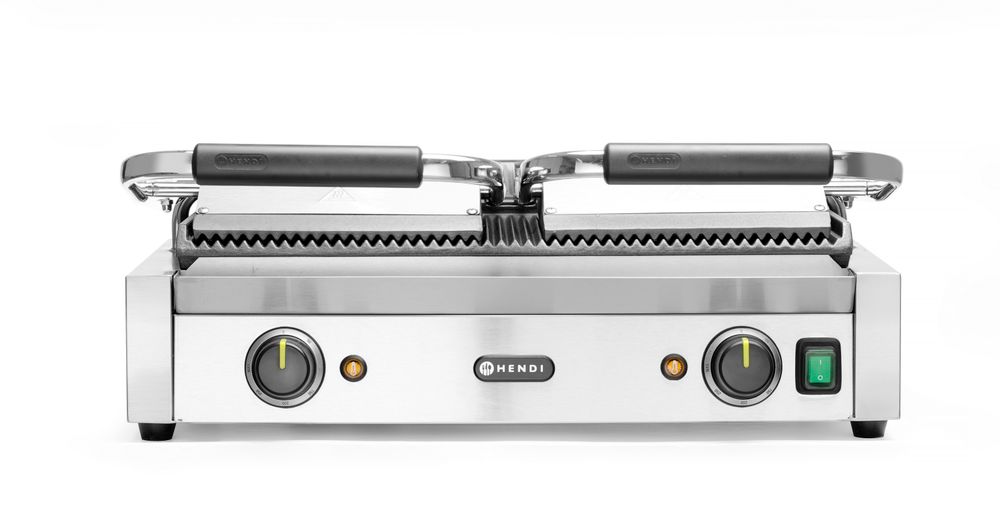 Kontaktni roštilj - dvostruki U potpunosti rebrasta, HENDI, Rebrasti vrh i dno, 230V/3600W, 570x375x(H)216mm - Slika 2