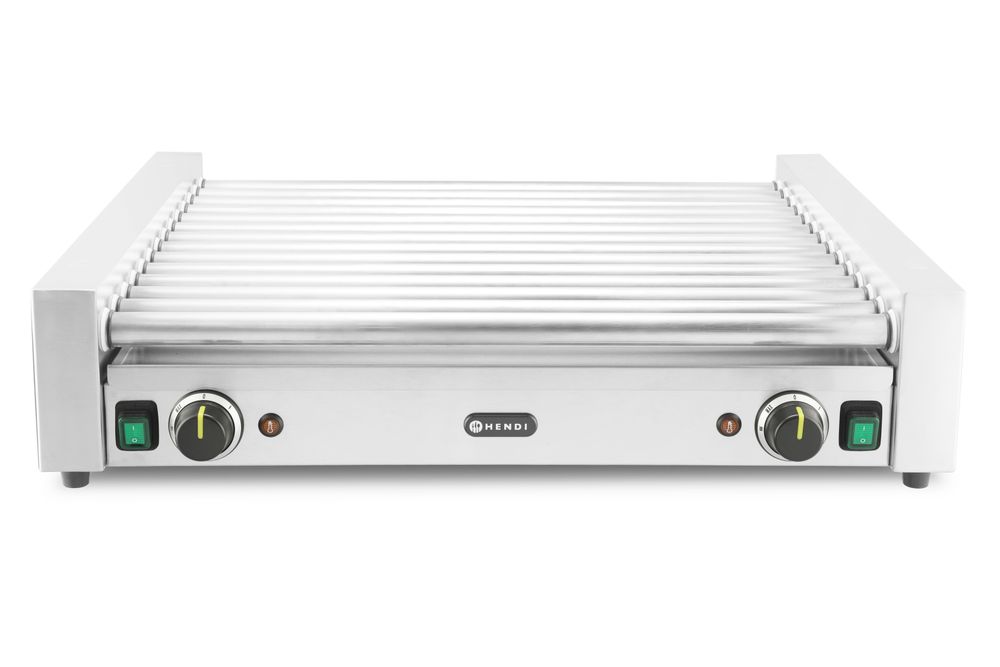 Roštilj s valjcima za kobasice XL - 2 zone, HENDI, 14 valjaka, Srebrna, 220-240V/2000W, 732x590x(H)168mm