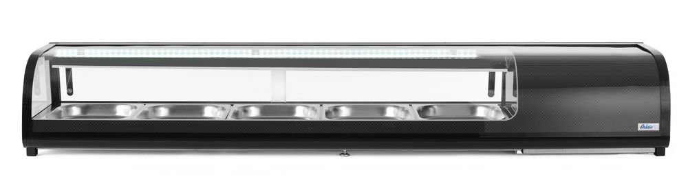 Sushi display, Arktic, Uključeni spremnici: 4x GN 1/3 (V) 40 mm., GN 1/3, Crna, 220-240V/190W, 1177x426x(H)296mm