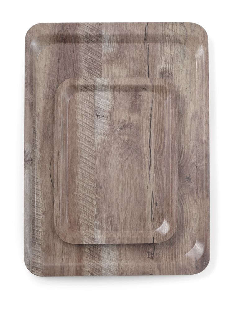 Tacna za posluživanje s uzorkom drveta od melamina, AmerBox, Tamno drvo, 240x340mm - Slika 2