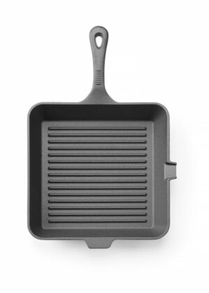 Grill tava od lijevanog željeza, HENDI, Crna, 250x250x(H)50mm, Kvadrat