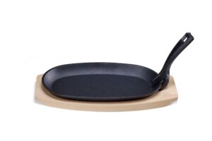 Pladanj od lijevanog željeza s drvenom podlogom i hvataljkom, HENDI, Crna, 280x140x(H)30mm