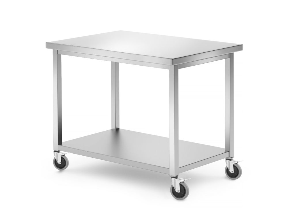 Mobilni stol s policom – s vijcima, dubina 700 mm, HENDI, Kitchen Line, 1000x700x(H)850mm