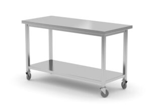 Radni stol s policom – montažni, dubina: 600 mm., HENDI, Kitchen Line, 1200x600x(H)850mm