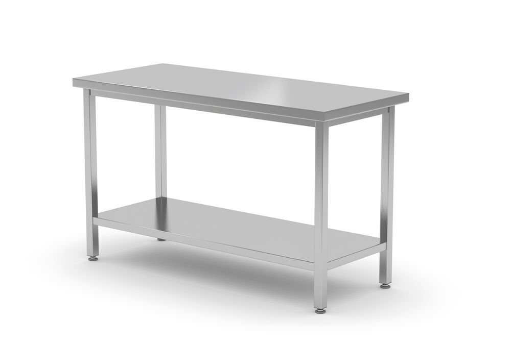 Središnji radni stol s policom Budget Line – montažni, dubina: 600 mm, HENDI, Kitchen Line, 800x600x(H)850mm