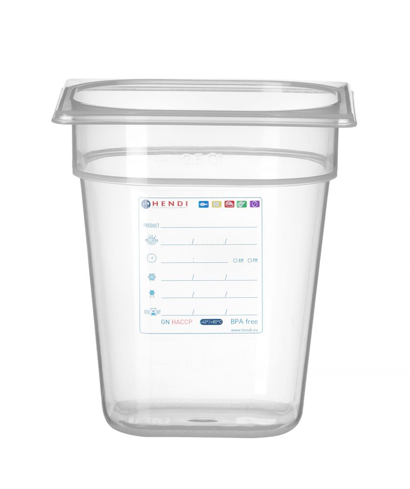 Gastronorm spremnik 1/6, HENDI, GN 1/6, 1L, Prozirno, 176x162x(H)65mm - Slika 2